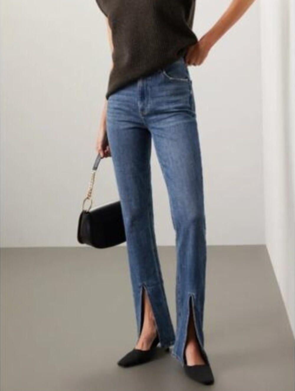 Pistola Colleen High Rise Slim Boot Cut Jeans Dark Wash Split Hem Size 23